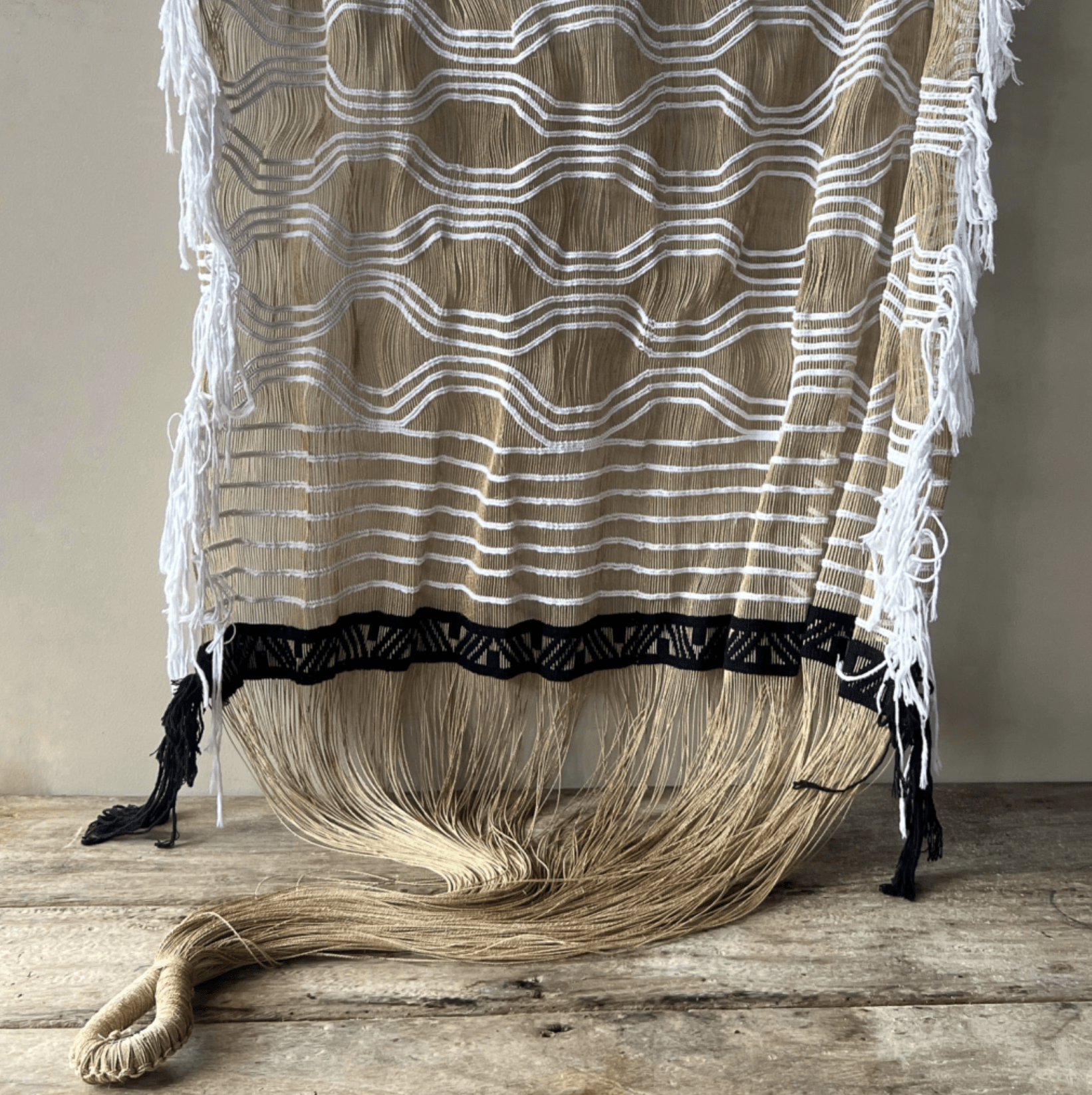 Indigenous Hammock in Natural Buriti Fiber Cotton Size Double - Mehinako Ethnicity